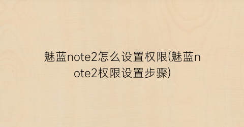 “魅蓝note2怎么设置权限(魅蓝note2权限设置步骤)