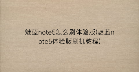 魅蓝note5怎么刷体验版(魅蓝note5体验版刷机教程)