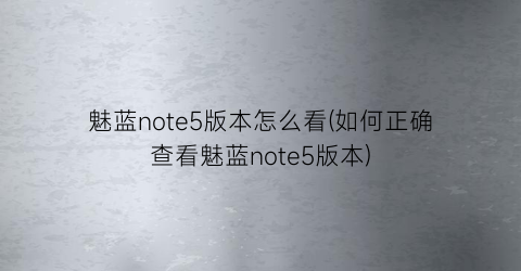 魅蓝note5版本怎么看(如何正确查看魅蓝note5版本)