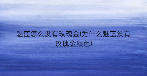 “魅蓝怎么没有玫瑰金(为什么魅蓝没有玫瑰金颜色)