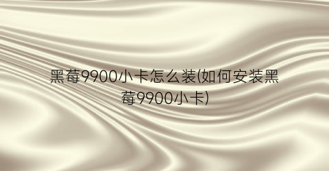 黑莓9900小卡怎么装(如何安装黑莓9900小卡)