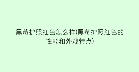 “黑莓护照红色怎么样(黑莓护照红色的性能和外观特点)