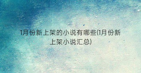 1月份新上架的小说有哪些(1月份新上架小说汇总)