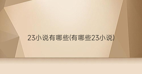23小说有哪些(有哪些23小说)