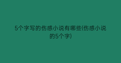 5个字写的伤感小说有哪些(伤感小说的5个字)
