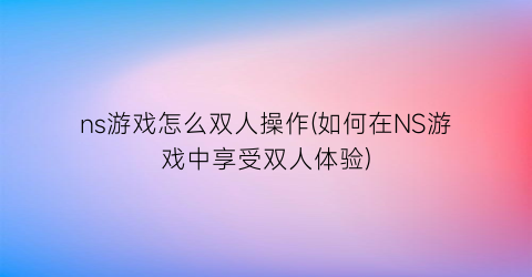 ns游戏怎么双人操作(如何在NS游戏中享受双人体验)