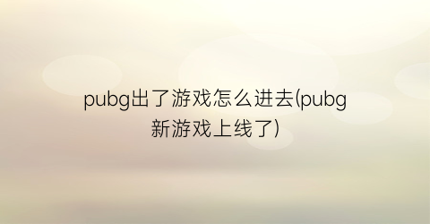 “pubg出了游戏怎么进去(pubg新游戏上线了)