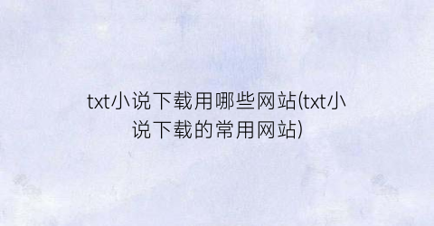 txt小说下载用哪些网站(txt小说下载的常用网站)