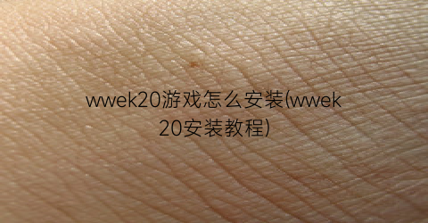 wwek20游戏怎么安装(wwek20安装教程)