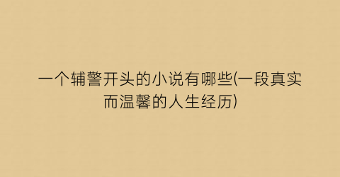 一个辅警开头的小说有哪些(一段真实而温馨的人生经历)