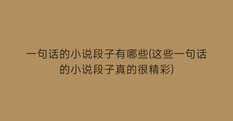 一句话的小说段子有哪些(这些一句话的小说段子真的很精彩)
