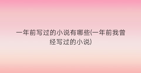 一年前写过的小说有哪些(一年前我曾经写过的小说)