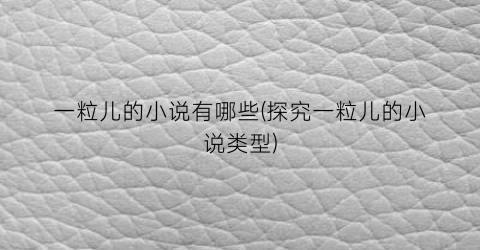 一粒儿的小说有哪些(探究一粒儿的小说类型)