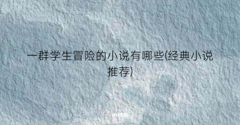 一群学生冒险的小说有哪些(经典小说推荐)