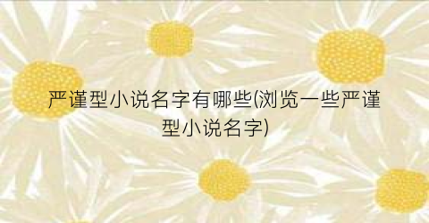 严谨型小说名字有哪些(浏览一些严谨型小说名字)