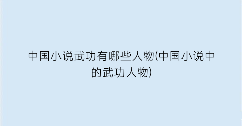 中国小说武功有哪些人物(中国小说中的武功人物)
