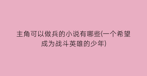 主角可以做兵的小说有哪些(一个希望成为战斗英雄的少年)