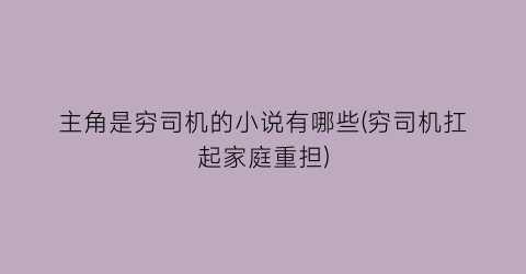 主角是穷司机的小说有哪些(穷司机扛起家庭重担)