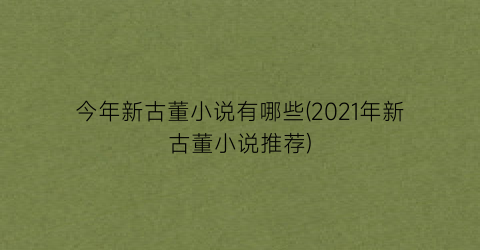 今年新古董小说有哪些(2021年新古董小说推荐)