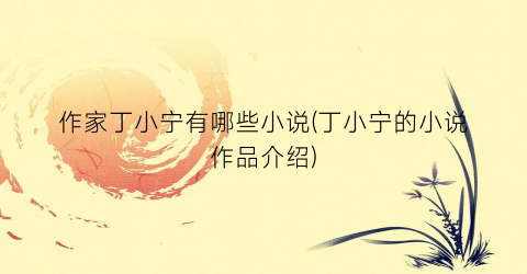 作家丁小宁有哪些小说(丁小宁的小说作品介绍)