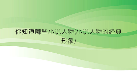 你知道哪些小说人物(小说人物的经典形象)