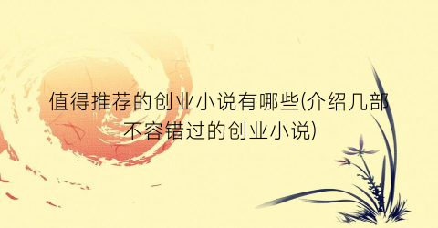 值得推荐的创业小说有哪些(介绍几部不容错过的创业小说)