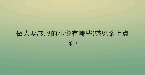 做人要感恩的小说有哪些(感恩路上点滴)
