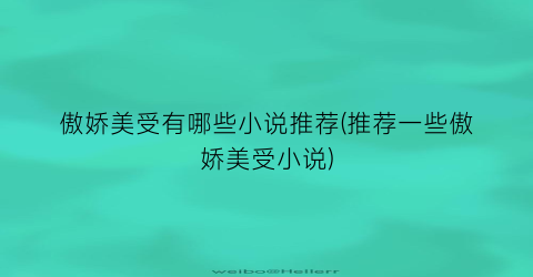 傲娇美受有哪些小说推荐(推荐一些傲娇美受小说)