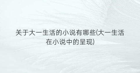 关于大一生活的小说有哪些(大一生活在小说中的呈现)
