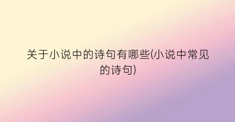 关于小说中的诗句有哪些(小说中常见的诗句)