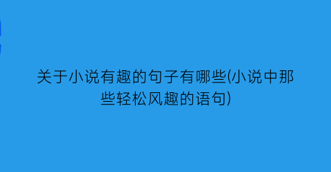 关于小说有趣的句子有哪些(小说中那些轻松风趣的语句)