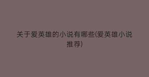 关于爱英雄的小说有哪些(爱英雄小说推荐)