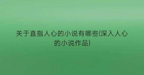 关于直指人心的小说有哪些(深入人心的小说作品)