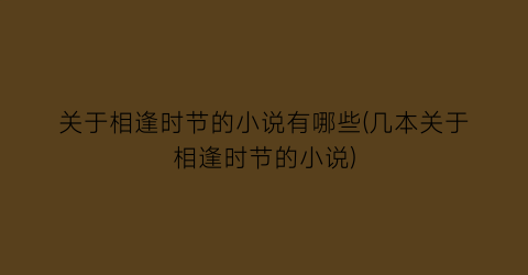 关于相逢时节的小说有哪些(几本关于相逢时节的小说)