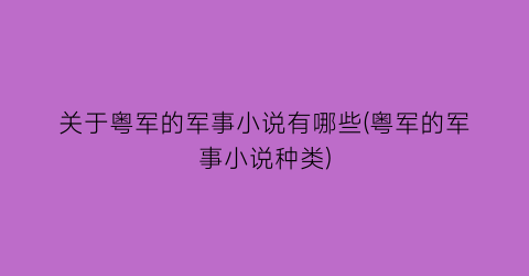 关于粤军的军事小说有哪些(粤军的军事小说种类)