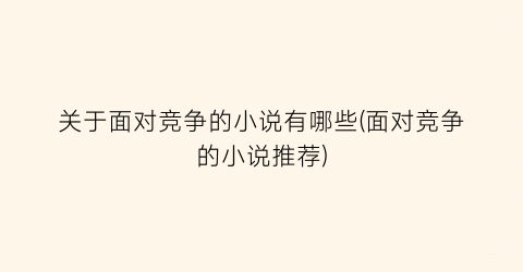 关于面对竞争的小说有哪些(面对竞争的小说推荐)