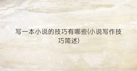 写一本小说的技巧有哪些(小说写作技巧简述)