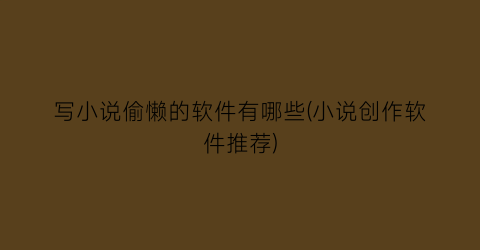 写小说偷懒的软件有哪些(小说创作软件推荐)
