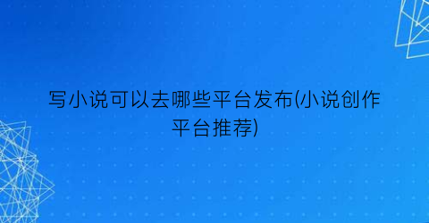 写小说可以去哪些平台发布(小说创作平台推荐)