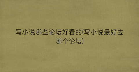 写小说哪些论坛好看的(写小说最好去哪个论坛)