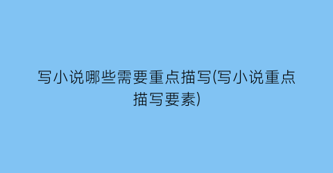 写小说哪些需要重点描写(写小说重点描写要素)