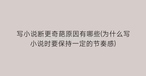 写小说断更奇葩原因有哪些(为什么写小说时要保持一定的节奏感)