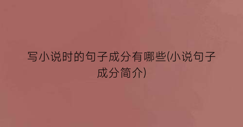 写小说时的句子成分有哪些(小说句子成分简介)