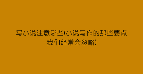写小说注意哪些(小说写作的那些要点我们经常会忽略)