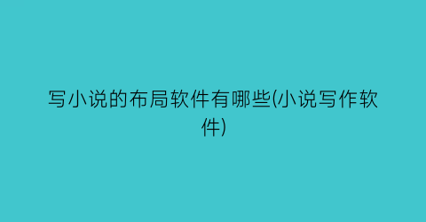 写小说的布局软件有哪些(小说写作软件)