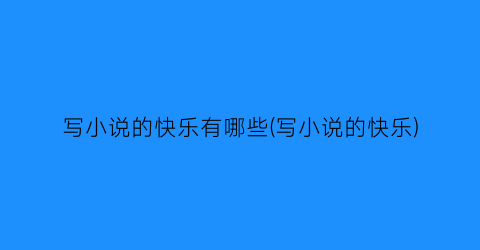 写小说的快乐有哪些(写小说的快乐)