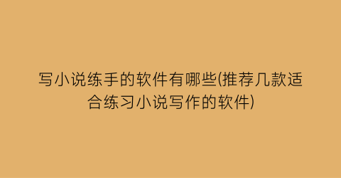 写小说练手的软件有哪些(推荐几款适合练习小说写作的软件)