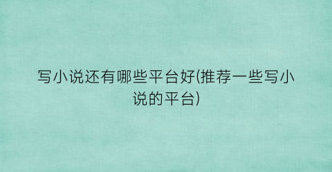 写小说还有哪些平台好(推荐一些写小说的平台)