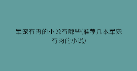 军宠有肉的小说有哪些(推荐几本军宠有肉的小说)