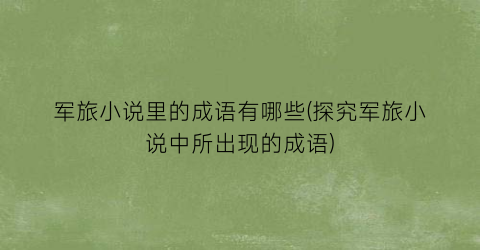 军旅小说里的成语有哪些(探究军旅小说中所出现的成语)